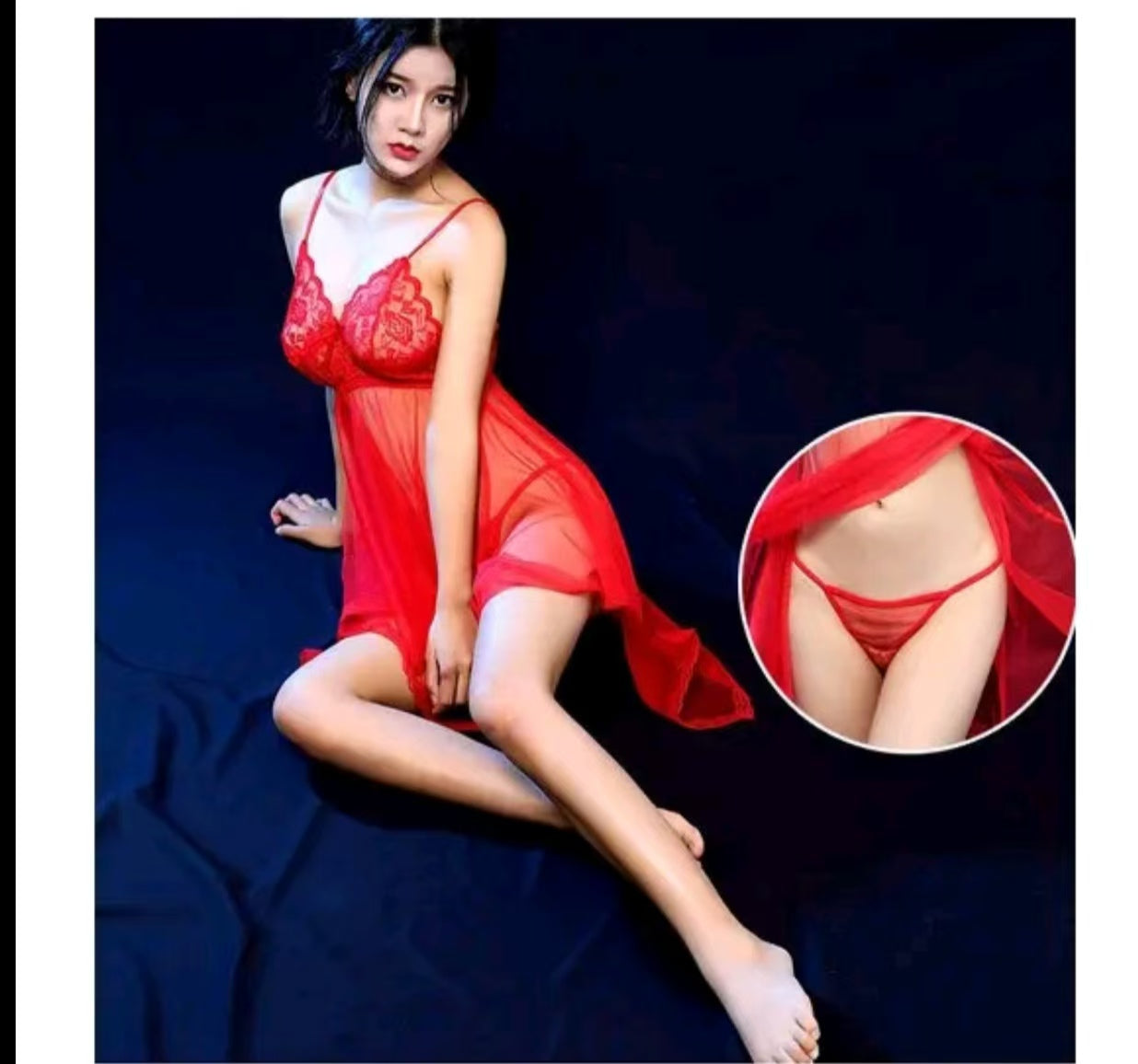 [COD]Lingerie Wanita Sexy Piyama transparanNightdress Set G String A125